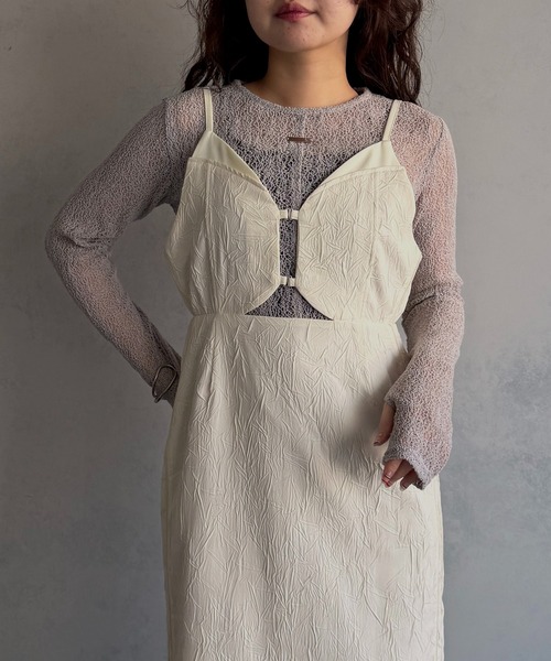 &g'aime(アンジェム)の「【&g'aime 】シワ加工キャミワンピース Wrinkle-Textured Cami Dress(ワンピース・レディース・アイボリー/ブラウン/ブラック・FREE)」の9枚目の写真