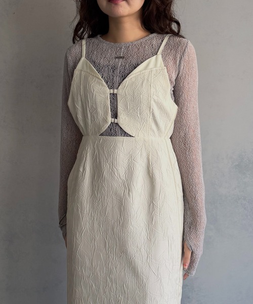 &g'aime(アンジェム)の「【&g'aime 】シワ加工キャミワンピース Wrinkle-Textured Cami Dress(ワンピース・レディース・アイボリー/ブラウン/ブラック・FREE)」の11枚目の写真
