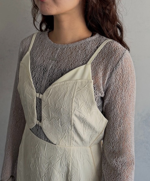 &g'aime(アンジェム)の「【&g'aime 】シワ加工キャミワンピース Wrinkle-Textured Cami Dress(ワンピース・レディース・アイボリー/ブラウン/ブラック・FREE)」の10枚目の写真
