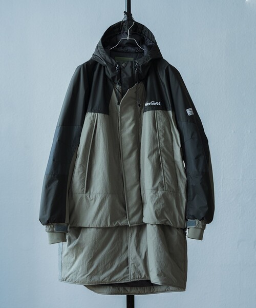 WILD THINGS（ワイルドシングス）の「【elephant TRIBAL fabrics × WILD THINGS for ADAM ET ROPE'】EX DETACHABLE MONSTER PARKA（ダウンジャケット/コート・メンズ・カーキ/ブラック・L/M）」の8枚目の写真