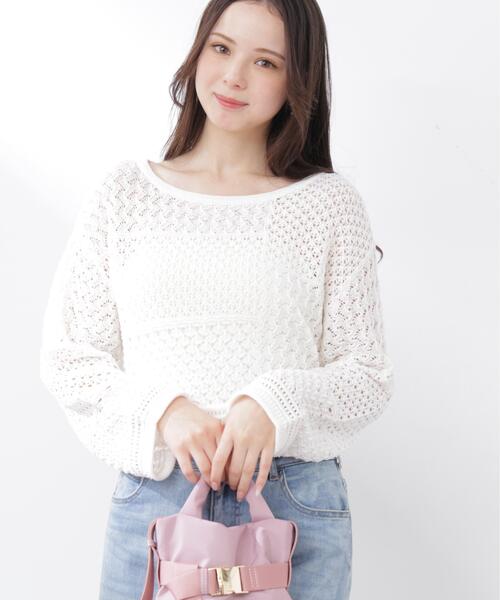 PROPORTION BODY DRESSING(プロポーションボディドレッシング)の「透かし編みボックスニット / 1216170300(ニット/セーター・レディース・ホワイト系その他/ピンク/パープル・FREE)」の19枚目の写真