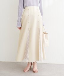 natural couture | レース切り替えフレアスカート(スカート)