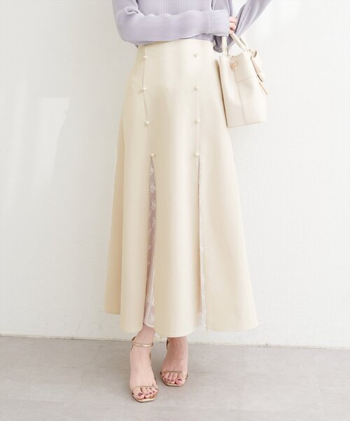 natural couture（ナチュラルクチュール）の「レース切り替えフレアスカート（スカート・レディース・ブラウン/ミント/ブラック/アイボリー・FREE）」の22枚目の写真