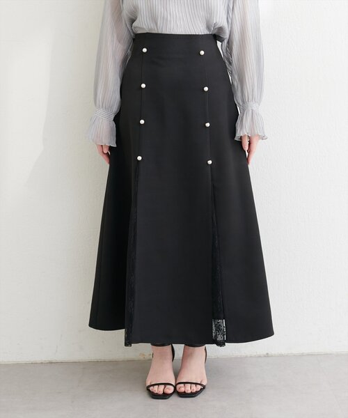 natural couture（ナチュラルクチュール）の「レース切り替えフレアスカート（スカート・レディース・ブラウン/ミント/ブラック/アイボリー・FREE）」の15枚目の写真