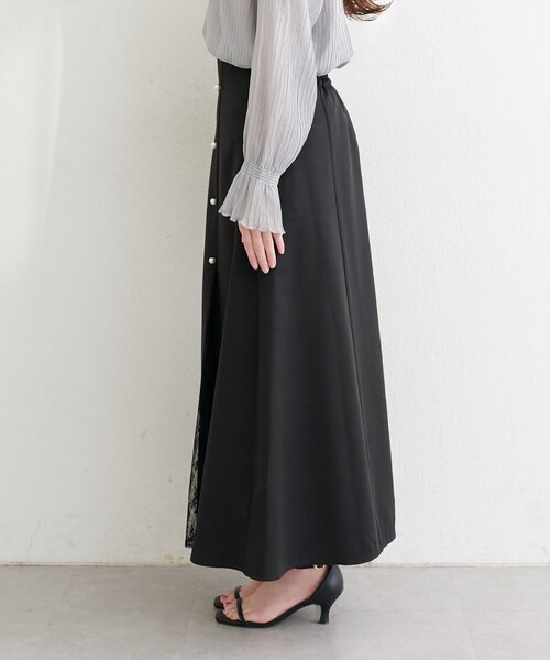 natural couture（ナチュラルクチュール）の「レース切り替えフレアスカート（スカート・レディース・ブラウン/ミント/ブラック/アイボリー・FREE）」の16枚目の写真