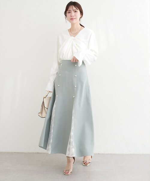 natural couture（ナチュラルクチュール）の「レース切り替えフレアスカート（スカート・レディース・ブラウン/ミント/ブラック/アイボリー・FREE）」の12枚目の写真