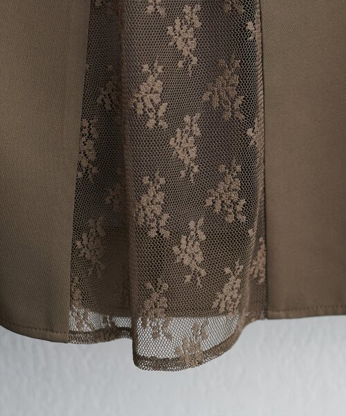 natural couture（ナチュラルクチュール）の「レース切り替えフレアスカート（スカート・レディース・ブラウン/ミント/ブラック/アイボリー・FREE）」の7枚目の写真