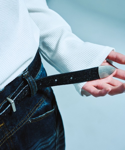 CAMPHOR WOOD(カンファーウッド)の「VEGAN HARAKO WESTERN BELT / ヴィーガンハラコウエスタンベルト(ベルト・メンズ・ブラック/ダークブラウン・フリー)」の9枚目の写真