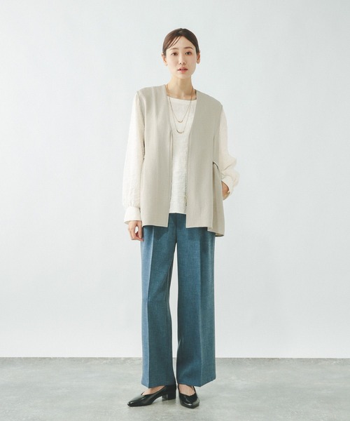 GLOBAL WORK（グローバルワーク）の「ジャガード2WAYブラウス/601068（シャツ/ブラウス・レディース・ブラック/ピンク系その他/ホワイト・LARGE/MEDIUM）」の4枚目の写真