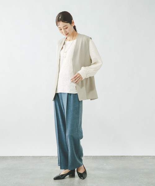 GLOBAL WORK（グローバルワーク）の「ジャガード2WAYブラウス/601068（シャツ/ブラウス・レディース・ブラック/ピンク系その他/ホワイト・LARGE/MEDIUM）」の5枚目の写真