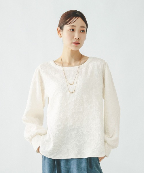 GLOBAL WORK（グローバルワーク）の「ジャガード2WAYブラウス/601068（シャツ/ブラウス・レディース・ブラック/ピンク系その他/ホワイト・LARGE/MEDIUM）」の6枚目の写真