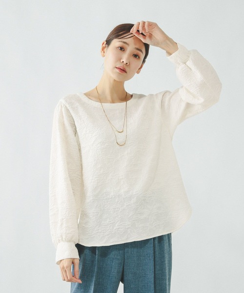 GLOBAL WORK（グローバルワーク）の「ジャガード2WAYブラウス/601068（シャツ/ブラウス・レディース・ブラック/ピンク系その他/ホワイト・LARGE/MEDIUM）」の7枚目の写真