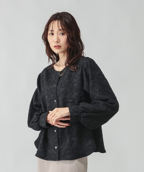 GLOBAL WORK（グローバルワーク）の「ジャガード2WAYブラウス/601068（シャツ/ブラウス・レディース・ブラック/ピンク系その他/ホワイト・LARGE/MEDIUM）」の11枚目の写真