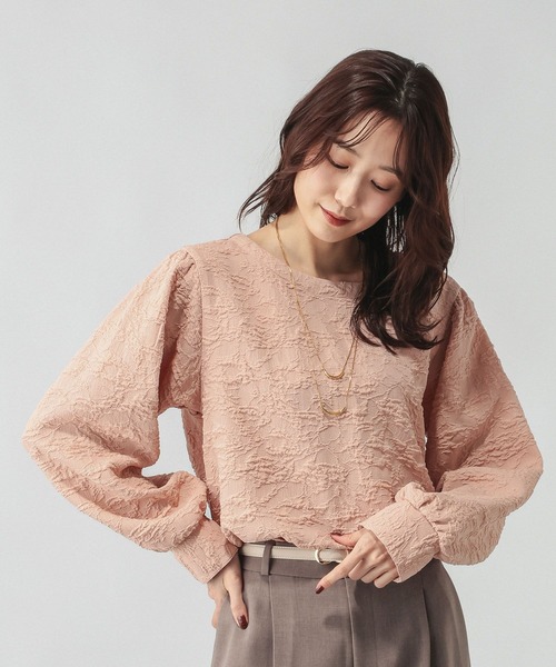 GLOBAL WORK（グローバルワーク）の「ジャガード2WAYブラウス/601068（シャツ/ブラウス・レディース・ブラック/ピンク系その他/ホワイト・LARGE/MEDIUM）」の14枚目の写真