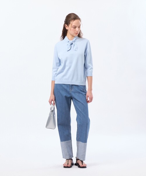 MACKINTOSH PHILOSOPHY（ﾏｯｷﾝﾄｯｼｭ ﾌｨﾛｿﾌｨｰ）の「リボンタイニット（ニット/セーター・レディース・ライトイエロー/ブルー系その他2/ベージュ系その他・38）」の4枚目の写真