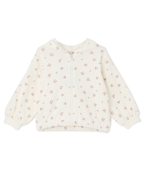 petit main(プティマイン)の「【リンク/防花粉】花柄ジップパーカー(パーカー・キッズ・アイボリー/トップグレー・80cm/130cm/120cm/100cm/110cm/90cm)」の2枚目の写真