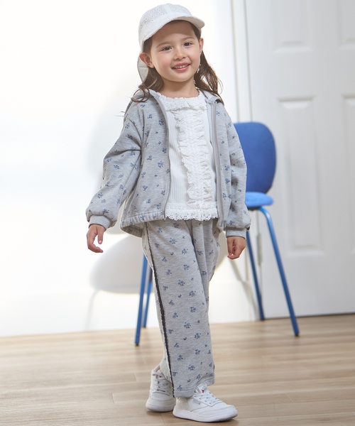 petit main(プティマイン)の「【リンク/防花粉】花柄ジップパーカー(パーカー・キッズ・アイボリー/トップグレー・80cm/130cm/120cm/100cm/110cm/90cm)」の5枚目の写真