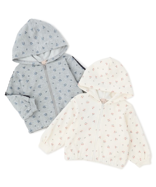 petit main(プティマイン)の「【リンク/防花粉】花柄ジップパーカー(パーカー・キッズ・アイボリー/トップグレー・80cm/130cm/120cm/100cm/110cm/90cm)」の13枚目の写真