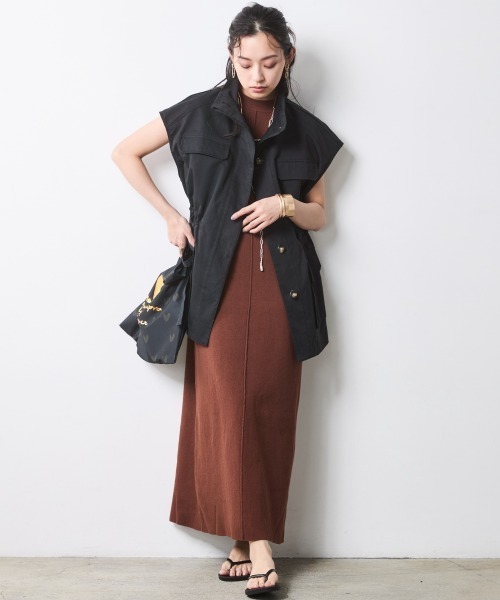 CHIC STYLE(シックスタイル)の「綿100%タンクトップニットロングワンピース<大きいサイズ有>シックスタイル(ワンピース・レディース・ベージュ系/ブラック・LL/3L/4L/5L/M/L)」の4枚目の写真