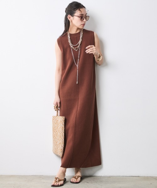 CHIC STYLE(シックスタイル)の「綿100%タンクトップニットロングワンピース<大きいサイズ有>シックスタイル(ワンピース・レディース・ベージュ系/ブラック・LL/3L/4L/5L/M/L)」の7枚目の写真