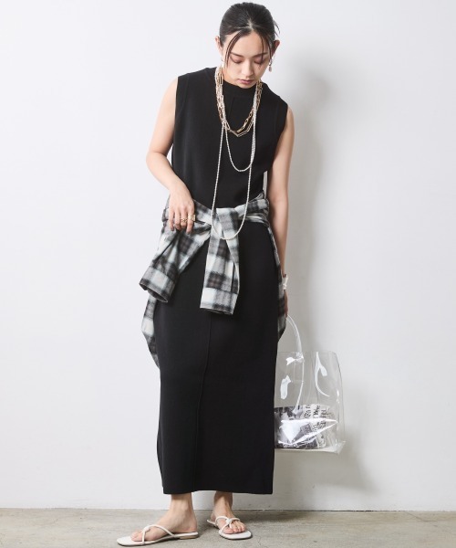 CHIC STYLE(シックスタイル)の「綿100%タンクトップニットロングワンピース<大きいサイズ有>シックスタイル(ワンピース・レディース・ベージュ系/ブラック・LL/3L/4L/5L/M/L)」の12枚目の写真
