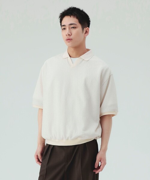 BEAMS HEART(ビームスハート)の「メッシュ スキッパー ポロシャツ(ポロシャツ・メンズ・ブラック/ホワイト系その他5・LARGE/MEDIUM/SMALL)」の10枚目の写真