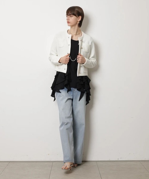 CADUNE（カデュネ）の「フリルチュニック（シャツ/ブラウス・レディース・ブラック/ホワイト・38/36）」の13枚目の写真