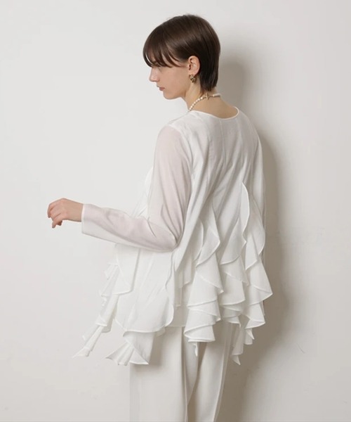 CADUNE（カデュネ）の「フリルチュニック（シャツ/ブラウス・レディース・ブラック/ホワイト・38/36）」の16枚目の写真