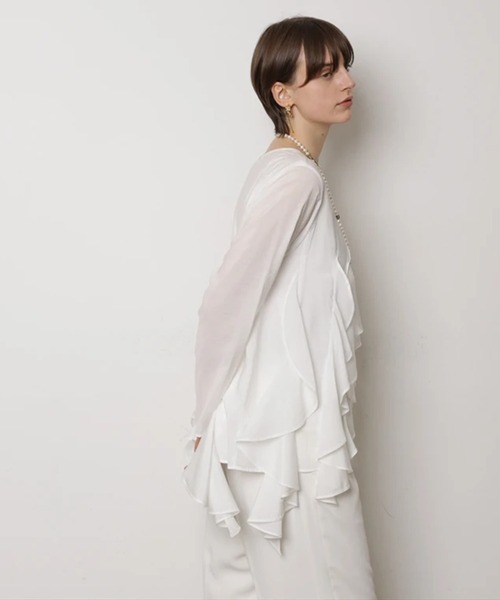 CADUNE（カデュネ）の「フリルチュニック（シャツ/ブラウス・レディース・ブラック/ホワイト・38/36）」の17枚目の写真