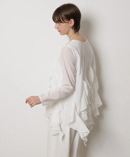 CADUNE（カデュネ）の「フリルチュニック（シャツ/ブラウス・レディース・ブラック/ホワイト・38/36）」の18枚目の写真