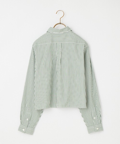 GYMPHLEX（ジムフレックス）の「[GYMPHLEX/ジムフレックス] ショート丈 ボタンダウン タイプライター マルチストライプシャツ（シャツ/ブラウス・レディース・グリーン・12）」の14枚目の写真