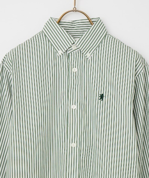 GYMPHLEX（ジムフレックス）の「[GYMPHLEX/ジムフレックス] ショート丈 ボタンダウン タイプライター マルチストライプシャツ（シャツ/ブラウス・レディース・グリーン・12）」の15枚目の写真