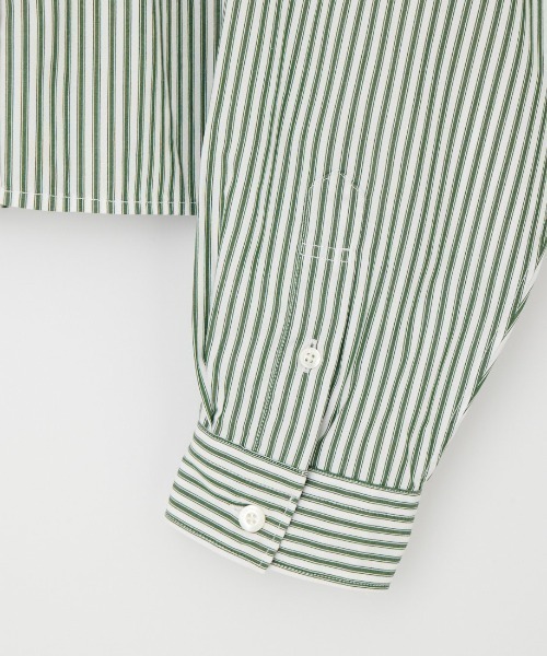 GYMPHLEX（ジムフレックス）の「[GYMPHLEX/ジムフレックス] ショート丈 ボタンダウン タイプライター マルチストライプシャツ（シャツ/ブラウス・レディース・グリーン・12）」の18枚目の写真