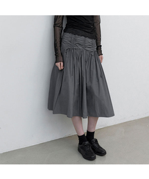 MICRO CHECK SHIRRING MIDI SKIRT (SK-5079)