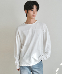 スラブパネルロングスリーブTシャツホワイト(W26TP07)