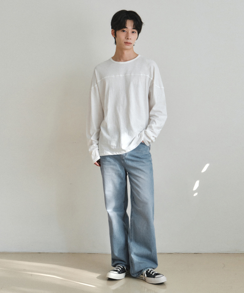 WEDNESDAY OASIS(ウェンズデーオアシス)の「スラブパネルロングスリーブTシャツホワイト(W26TP07)(Tシャツ/カットソー・メンズ・ホワイト・MEDIUM/LARGE)」の2枚目の写真