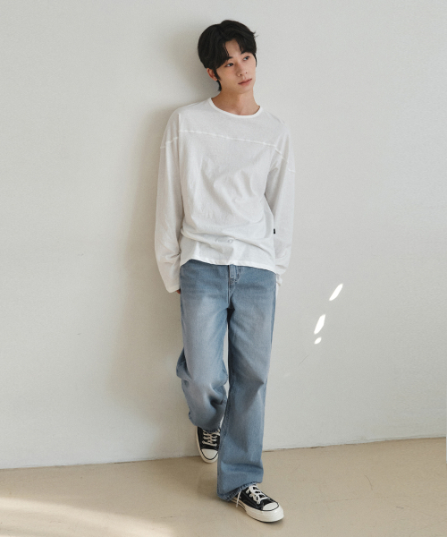 WEDNESDAY OASIS(ウェンズデーオアシス)の「スラブパネルロングスリーブTシャツホワイト(W26TP07)(Tシャツ/カットソー・メンズ・ホワイト・MEDIUM/LARGE)」の3枚目の写真