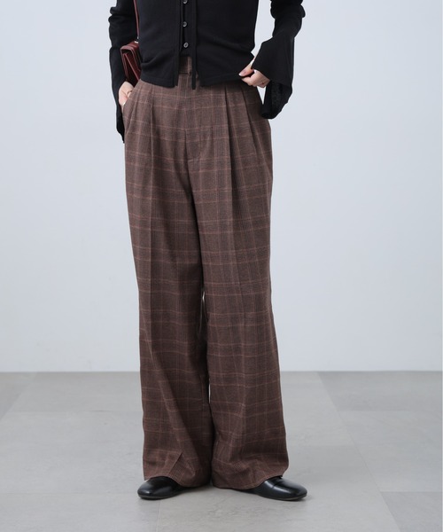 FREE'S MART（フリーズマート）の「◆麻調合繊シリーズ 麻調合繊タックワイドパンツ（その他パンツ・レディース・ネイビー/ホワイト/グレー系その他/ブラウン系その他・SMALL/MEDIUM）」の3枚目の写真