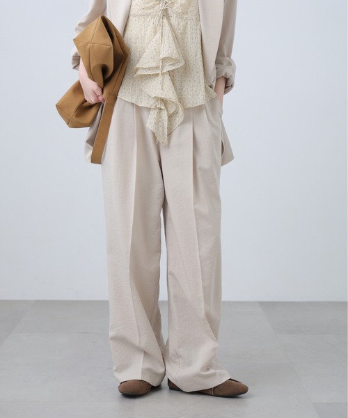 FREE'S MART（フリーズマート）の「◆麻調合繊シリーズ 麻調合繊タックワイドパンツ（その他パンツ・レディース・ネイビー/ホワイト/グレー系その他/ブラウン系その他・SMALL/MEDIUM）」の11枚目の写真