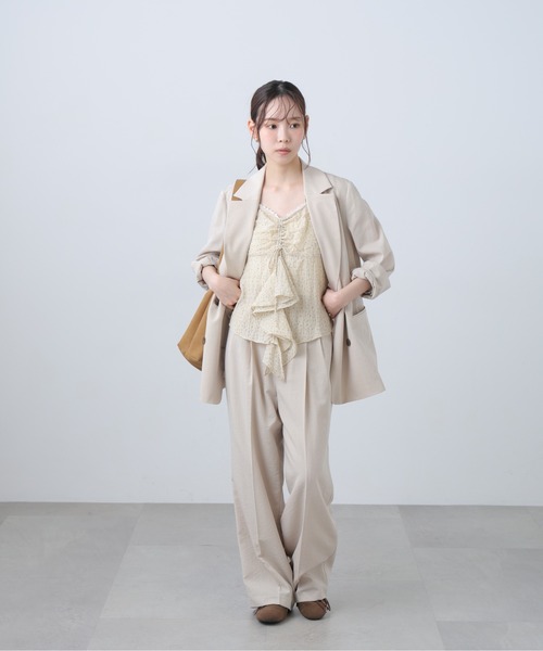 FREE'S MART（フリーズマート）の「◆麻調合繊シリーズ 麻調合繊タックワイドパンツ（その他パンツ・レディース・ネイビー/ホワイト/グレー系その他/ブラウン系その他・SMALL/MEDIUM）」の15枚目の写真