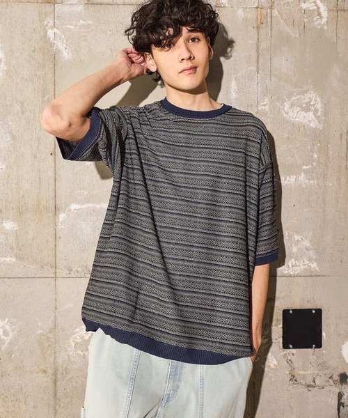 niko and...（ニコアンド）の「ジャガードニットプルオーバー（ニット/セーター・メンズ・オフホワイト/ライトブルー/ネイビー・LARGE/MEDIUM）」の3枚目の写真