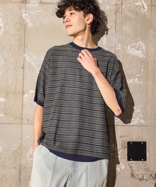 niko and...（ニコアンド）の「ジャガードニットプルオーバー（ニット/セーター・メンズ・オフホワイト/ライトブルー/ネイビー・LARGE/MEDIUM）」の8枚目の写真