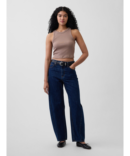 GAP（ギャップ）の「リブ クリップド タンクトップ（タンクトップ・レディース・ライトブラウン・L/M/S/XS/XXS/XL）」の2枚目の写真