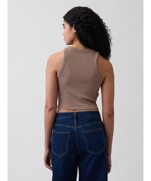 GAP（ギャップ）の「リブ クリップド タンクトップ（タンクトップ・レディース・ライトブラウン・L/M/S/XS/XXS/XL）」の3枚目の写真