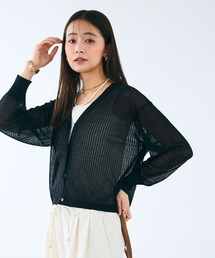 CROSS FUNCTION | 《洗える》サマ美え シアーリブニットVネックカーディガン【CROSS FUNCTION/クロスファンクション】(カーディガン/ボレロ)