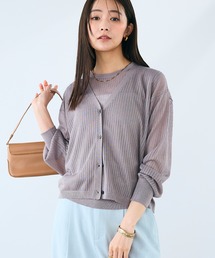 CROSS FUNCTION | 《洗える》サマ美え シアーリブニットVネックカーディガン【CROSS FUNCTION/クロスファンクション】(カーディガン/ボレロ)