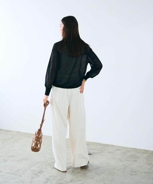 CROSS FUNCTION（クロスファンクション）の「《洗える》サマ美え シアーリブニットVネックカーディガン【CROSS FUNCTION/クロスファンクション】（カーディガン/ボレロ・レディース・モカ/ブラック・M/LL/L）」の13枚目の写真