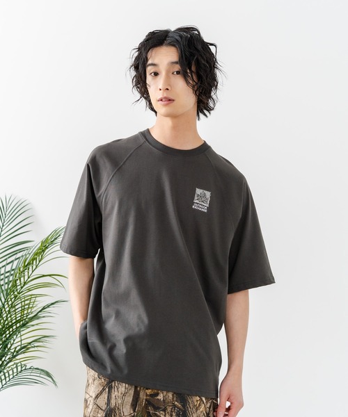 OUTDOOR EXCHANGE(アウトドアエクスチェンジ)の「【OUTDOOR EXCHANGE/アウトドアエクスチェンジ】×【ZERO STAIN/ゼロステイン】コラボ ラグランスリーブ Tシャツ 汗ジミ防止 UVカット 防汚効果 リーフ柄 ブランドロゴ ユニセックス(Tシャツ/カットソー・メンズ・オフホワイト/ホワイト/スミクロ・LARGE/MEDIUM)」の21枚目の写真