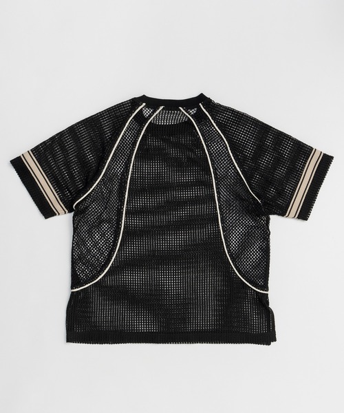 【美品】  NOWOS / ノーウォス | mesh T-shirt メッシュ ナンバリング カットソー | ホワイト/グリーン | レディース PRE-ORDER】Numbering Mesh T-Shirt/ナンバリングメッシュTシャツ（T