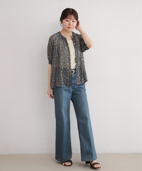 NOMBRE IMPAIR(ノンブルアンペール)の「【予約】箔リーフPT ギャザーブラウス(シャツ/ブラウス・レディース・ホワイト/ブラック・FREE)」の3枚目の写真
